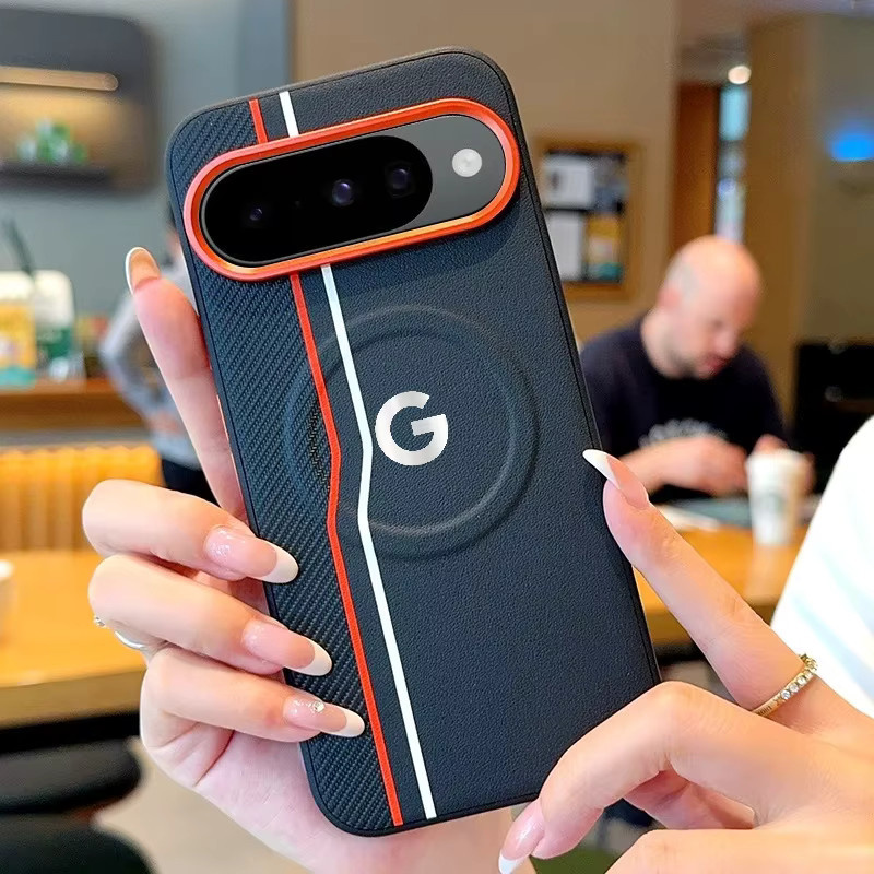 Stoßfeste Schutzhülle mit Spleißen-Streifen-Textur für Google Pixel 10 Pro und Google Pixel 10 Pro XL, Magnetische Ladung und Metalltaste, Farbe: Schwarz - Bild 2