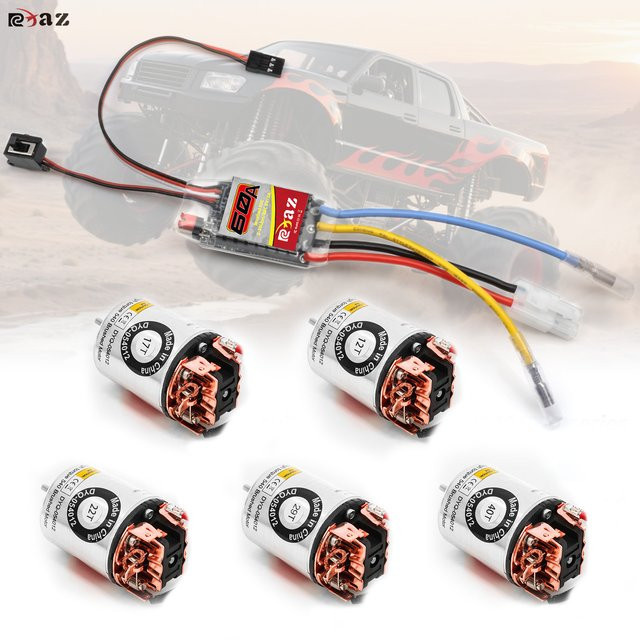 RCXAZ 540 Bürstenmotor 12T-40T ESC 600A Geschwindigkeitsregelung Combo Set, Wasserdicht, 1:10 - Bild 1