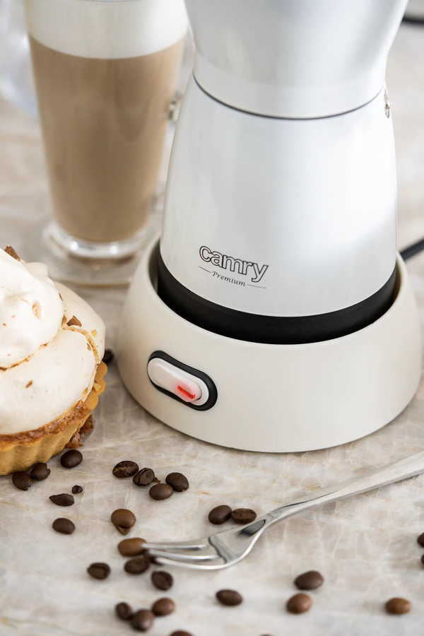 Camry Elektrische Moka Kaffeemaschine, 300 ml, 480 W, Weiß, 6 Tassen, faltbar für Reisen - Bild 3