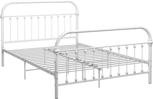 vidaXL Bettgestell aus Metall in Weiß, B/T: 140 x 200 cm - Bild 1