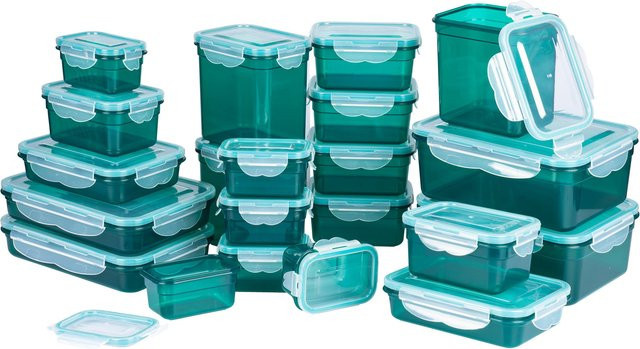 Genialo Frischhaltedosen-Set mit Klickverschluss, 42-teilig, grün, aus Kunststoff und Silikon, auslaufsicher - Bild 1