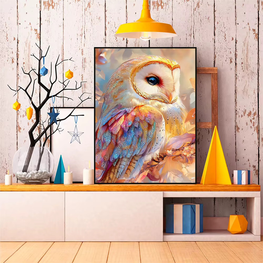 EverShine Diamant Mosaik DIY Kit Eule in Scheune, 5D Vollbohrer Stickerei Set für Erwachsene, Mehrfarbig - Bild 3