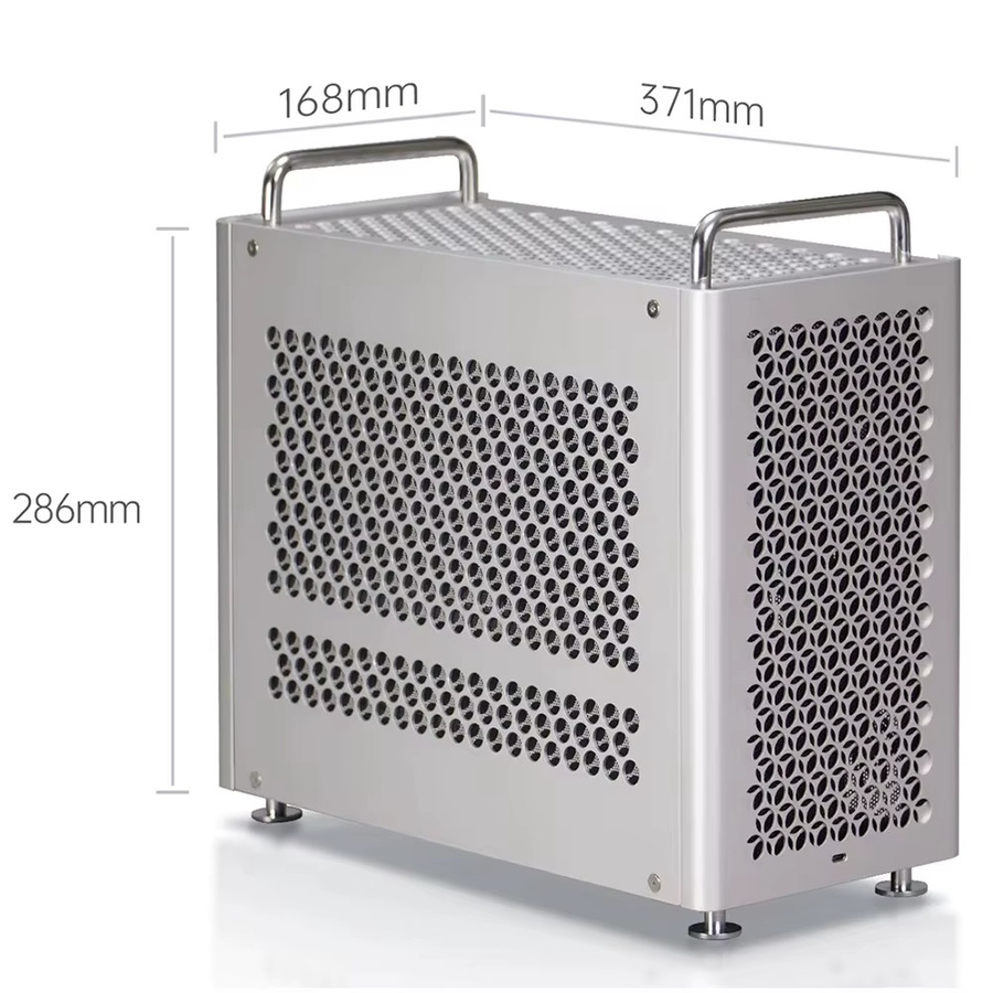 B2 Pro MATX ITX Computer-Gehäuse aus Aluminium-Legierung in Silber, Tragbares Desktop-PC-Chassis mit Unterstützung für ATX SFX Netzteile und 240mm Wasserkühlung - Bild 3