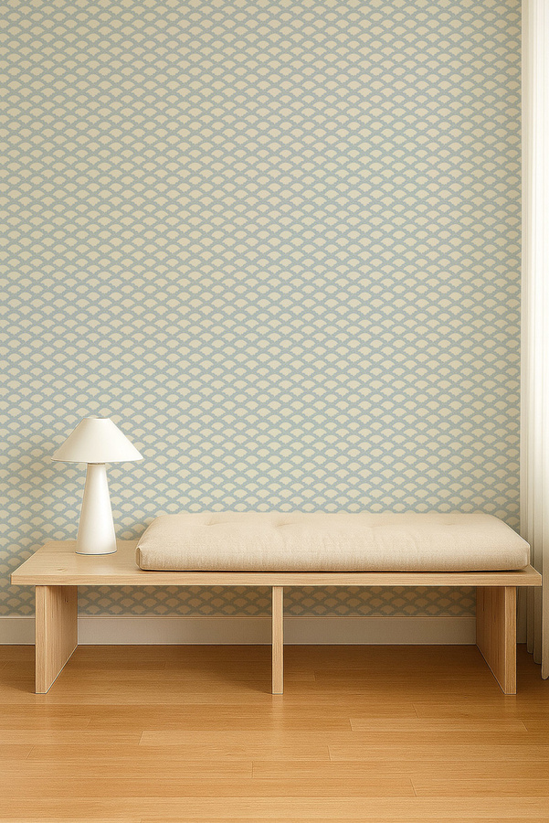 Scion Tapete Scallop Frill in Cornflower Blue mit geometrischem Skandinavien-Design aus Vlies - Bild 2
