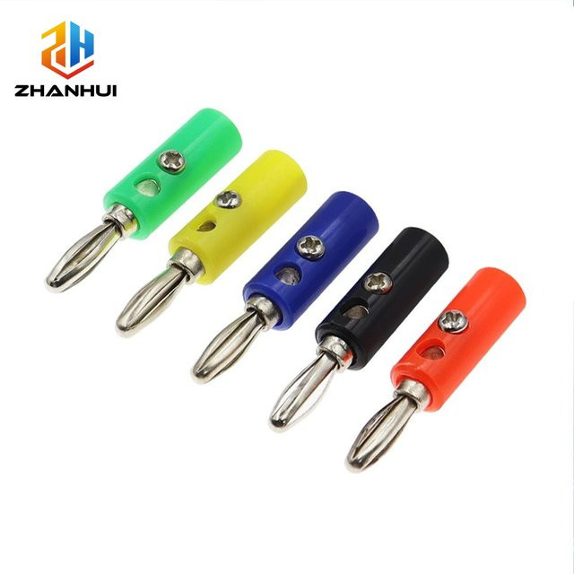 5 Stück Bananenstecker mit 4-mm-Schraubanschluss für Audio-Lautsprecher und Testadapter, Farben: Schwarz, Rot, Grün, Blau, Gelb - Bild 1