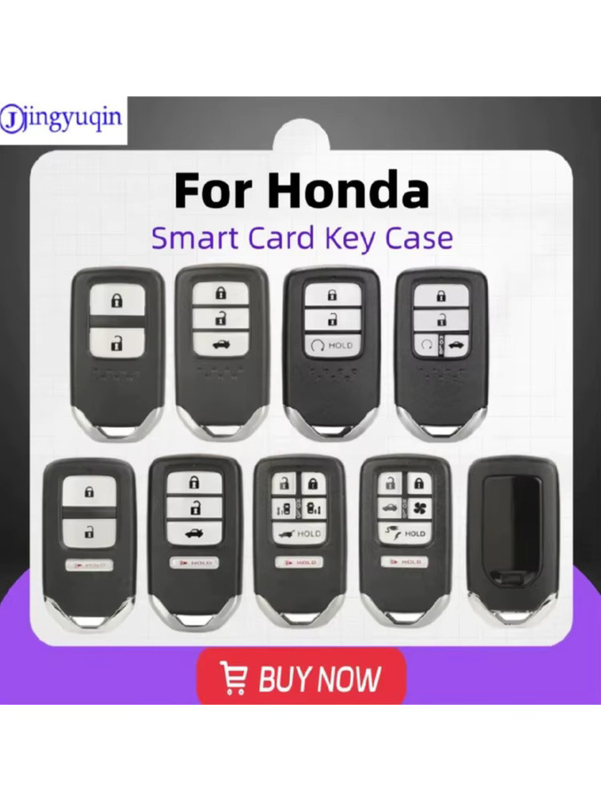 jingyuqin Smartcard-Fernbedienungs-Autoschlüsselgehäuse für Honda Accord Vezel City Fit Civic Jazz BRV HRV CRV CRZ Passport Pilot Ridgeline in Schwarz - Bild 4