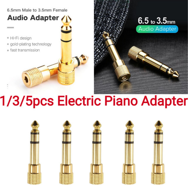 Liulz Audio-Adapter vergoldet von 6,35 mm Stecker auf 3,5 mm Buchse für Kopfhörer, Mikrofon und AUX - Bild 1
