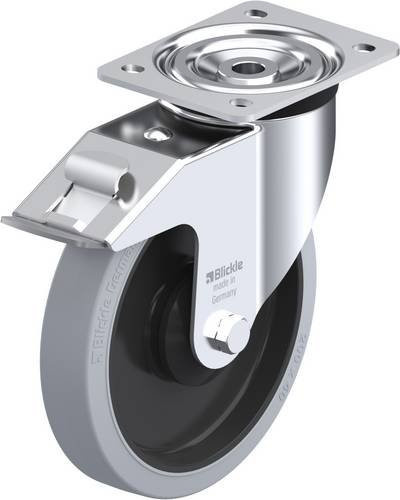 Blickle Lenkrolle L-POEV 201KA-FI-SG mit Feststeller, Rad-Durchmesser: 200 mm, Tragfähigkeit: 400 kg, Farbe: Silber/Schwarz/Grau - Bild 1