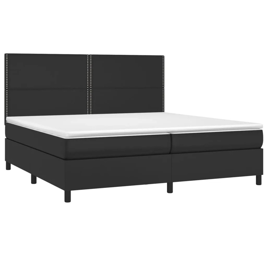 vidaXL Boxspringbett mit Matratze in Schwarz aus Kunstleder mit LED-Unterbettbeleuchtung und USB-Ladeanschluss, B/T/H: 200 x 200 x 118 cm - Bild 2