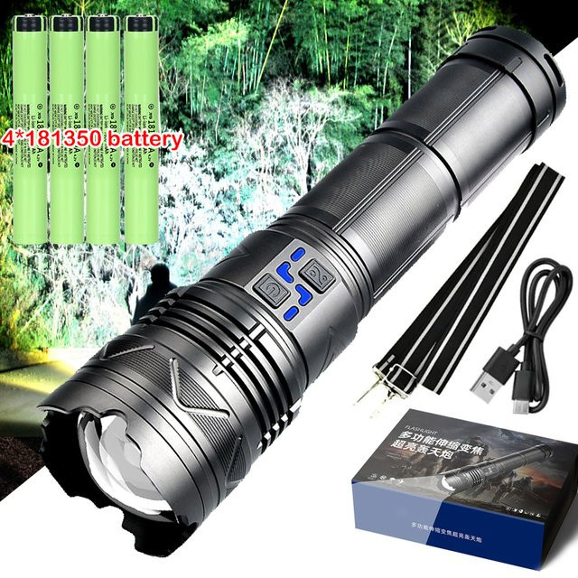 XIWANGFIRE LED Taschenlampe GT60 in Schwarz, wiederaufladbare taktische Outdoor-Handlampe für Camping und Sport - Bild 1