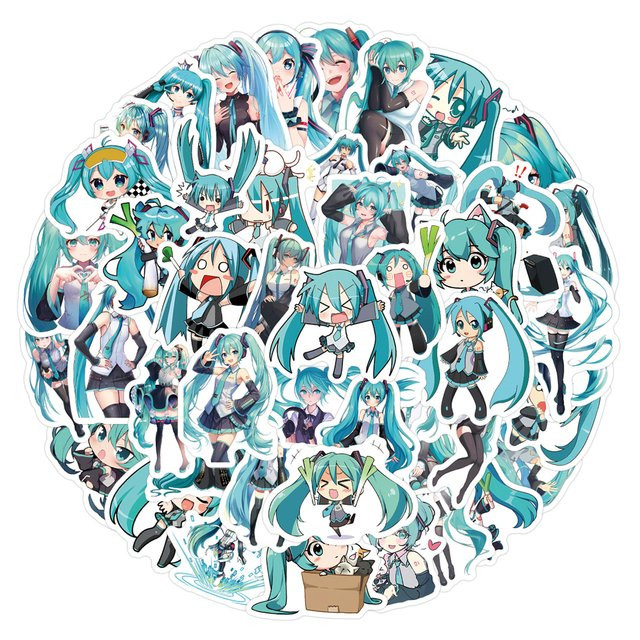 Bandai 63-teiliges Hatsune Miku Schreibwaren-Dekorationsset in Multicolour mit Aufklebern und Notizbuch - Bild 1