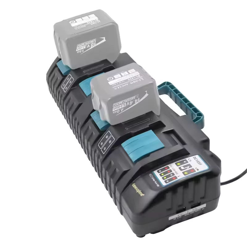 Makita 4-Port Akkuladegerät für LXT Lithium-Ionen 14,4V-18V mit Dual-USB-Anschluss Schwarz - Bild 6