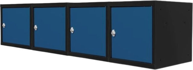 PROREGAL Blocky Schließfachwürfel Set 4er Pack mit Drehriegelschloss für Vorhängeschlösser, Anthrazitgrau-Enzianblau, B/T/H: 40 x 40 x 40 cm - Bild 1
