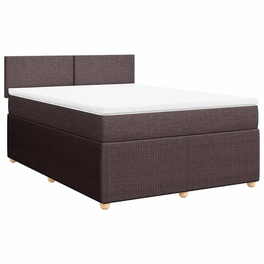 vidaXL Boxspringbett mit Matratze Dunkelbraun B/T/H: 140 x 190 cm, Hybrid-Design mit USB-Ladeport und Unterbettbeleuchtung - Bild 2