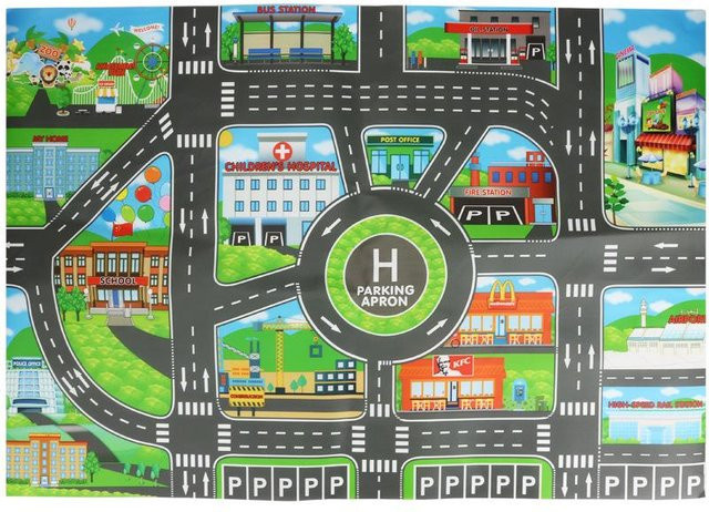 Airun Straßenmatte Straßenkarte Verkehr Spielmatte ab 4-6 Jahren - Bild 1