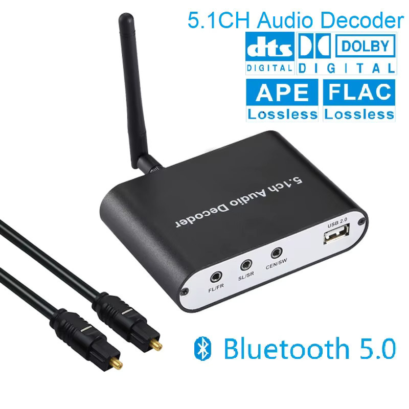 KIDKD Digital 5.1 EU Audio Decoder Dolby DTS AC3 Konverter, LPCM zu 5.1 Analog Sound Audio Adapter Verstärker, Schwarz - Bild 4