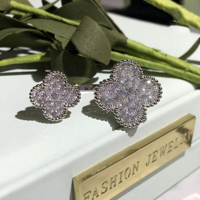 YIRAN Jewelry Doppelblumenring, Kupfer, Zirkonia, Damen - Bild 2