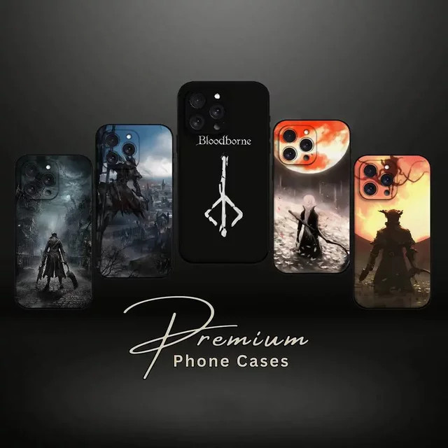 Stoßfeste Handyhülle im Bloodborne-Design für iPhone Modelle, Matte Schutzhülle in Schwarz - Bild 1
