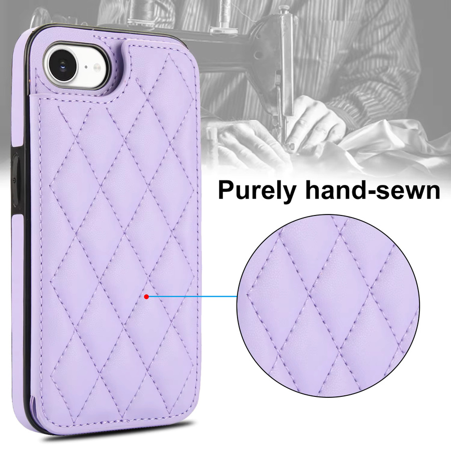 Leder-Brieftaschen-Hülle für iPhone 17e mit Doppelknopf, Kartenfach, RFID-Blockierung und Magnet-Flip in Gold oder Purple - Bild 5
