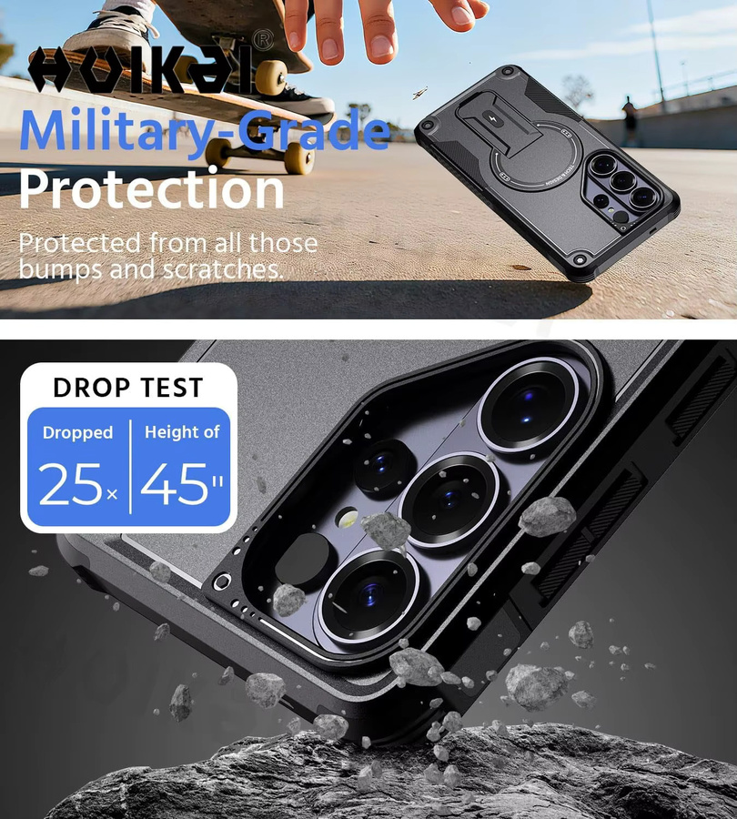 Magnetische Schutzhülle für Samsung S26 Ultra 5G, S26 Plus und S26 in Schwarz mit Aufstellfunktion und stoßfestem Design - Bild 5