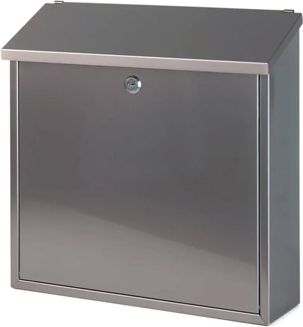 PROREGAL Wandbriefkasten Malagan mit Zylinderschloss aus Edelstahl und Silber, H x B x T: 37 x 37 x 11,5 cm - Bild 1