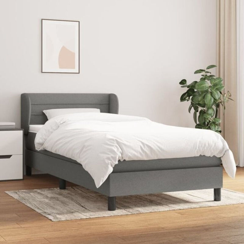 vidaxl Boxspringbett mit Matratze aus Stoff in Anthrazit und Grau, B/T/H: 80 x 200 cm - Bild 1