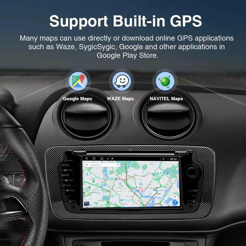 AKAMATE 2-Din Autoradio für Seat Ibiza 2009–2013 mit CarPlay, Android Auto, GPS, Bluetooth und WIFI in Schwarz - Bild 5