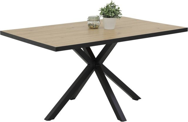 Hela Esstisch Cleo I in Eiche und Schwarz aus Holzwerkstoff und Metall, B/H/T: 140 x 76 x 90 cm - Bild 1