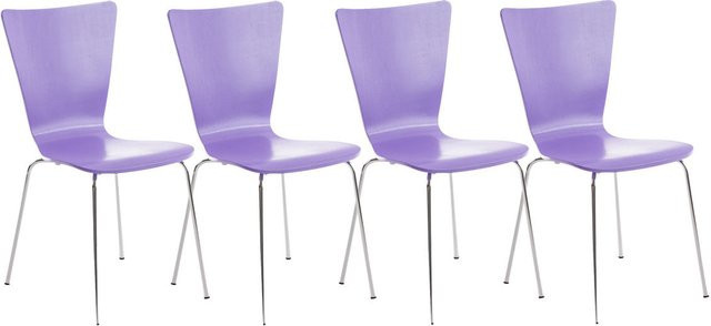 TPFLiving 4er Set Besucherstühle Jaron mit Holzsitz in Lila, stapelbar - Bild 1
