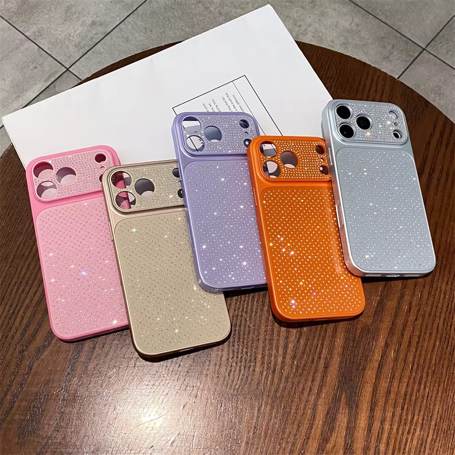 Lolozzx Diamant-Glitzer Handyhülle für iPhone 17 16 15 14 13 Pro Max mit Bling-Linsenschutz in Silber - Bild 1