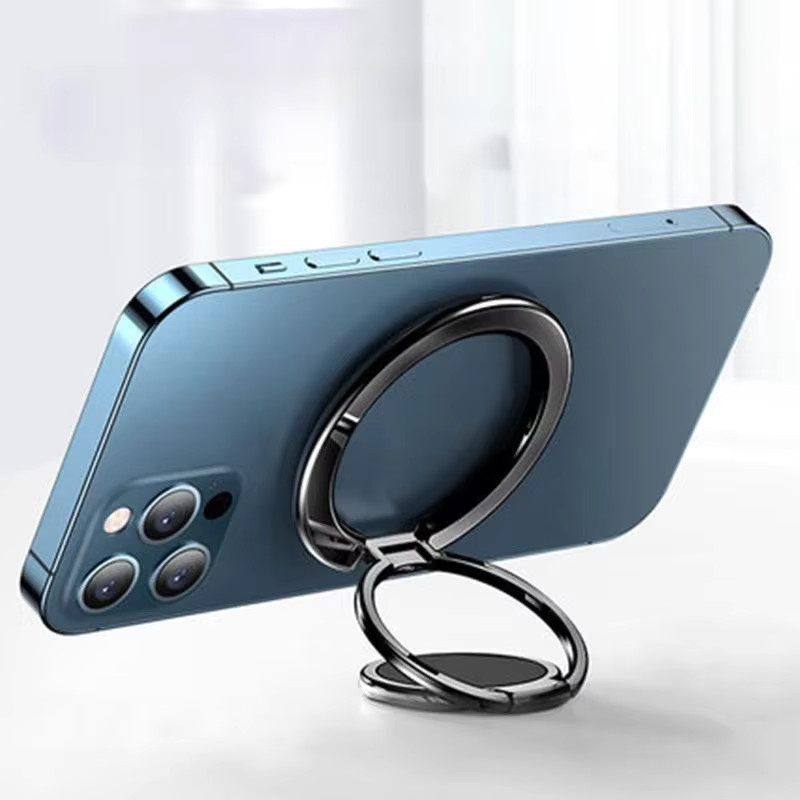 WSSHE Magnetischer Handy-Fingerringhalter und faltbarer Ständer für MagSafe-Zubehör in Schwarz, kompatibel mit iPhone 14 und 15 - Bild 4
