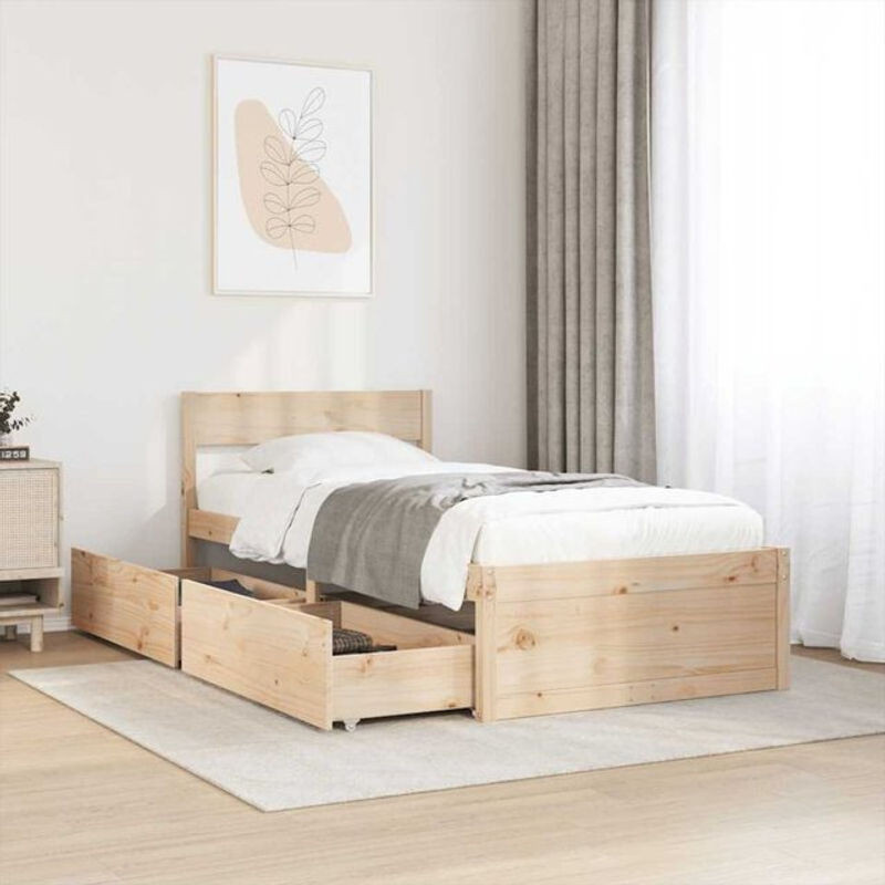 Massivholzbett aus Kiefernholz von vidaxl in Braun, Modernes Design, B/T/H: 190 x 75 x 78 cm - Bild 1