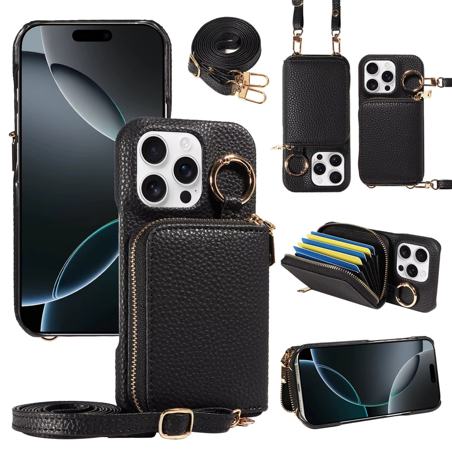 Handyhülle aus PU-Leder für Samsung Galaxy S25 S24 S23 S22 S21 S20 mit Kartenfächern und Brieftaschenfunktion in Schwarz - Bild 2