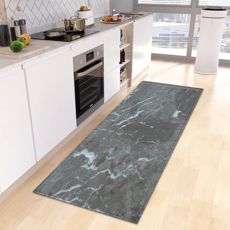 VIKAMA Küchenmatte aus PVC mit Marmormuster in Stone Look, wasserabsorbierend und ölabsorbierend, B/T: 120 x 40 x 0,4 cm - Bild 1