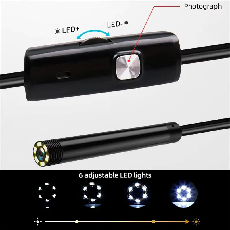 XinFe 3-in-1 USB-Endoskop für Android OTG, PC und MacBook, 7 mm Schlangenkamera zur Pipeline-Inspektion, Schwarz - Bild 4