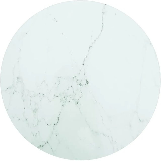 vidaXL Tischplatte aus gehärtetem Glas in Weiß mit Marmoroptik, rund, Durchmesser: 40 cm, Höhe: 0,8 cm - Bild 1