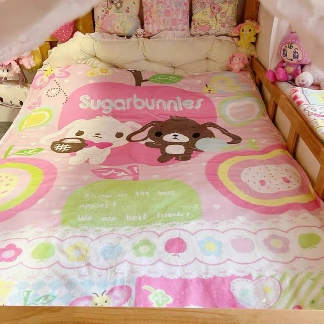 Bandai Plüschdecke Apfel-Sugarbunnies Korallen Multicolor B x H: 200 x 150 cm - Bild 1