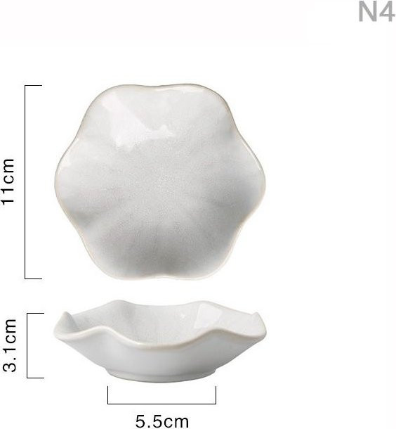 Keramik-Geschmacksgericht in Blumenform aus Porzellan, kleiner Teller für Sojasauce und Gewürze, Weiß - Bild 1