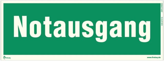 FireLoq Notausgang Folie selbstklebend nachleuchtend in Grün und Weiß - Bild 1