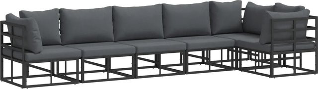 vidaXL Garten-Sofa-Set 6-teilig in U-Form mit Kissen aus Aluminium und Polyester in Schwarz - Bild 1