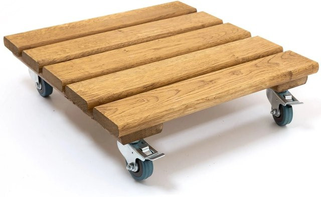 HolzFee Pflanzenroller Rolli aus massiver Eiche geölt, braun, B/T: 40 x 40 cm - Bild 1