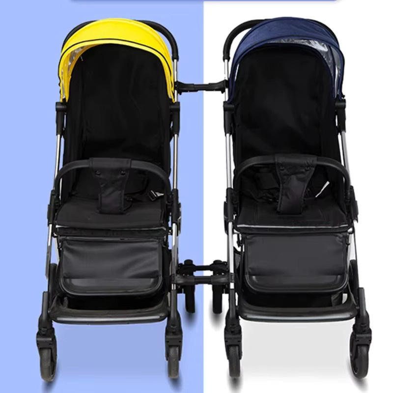 3-teiliges universelles Set verstellbare Kinderwagen-Anschlüsse für Zwillingskinderwagen in Schwarz - Bild 2