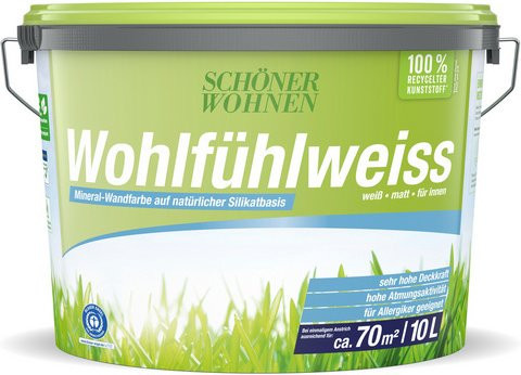 Schöner Wohnen Innenfarbe Wohlfühlweiss, Weiß, matt, 10 l - Bild 1