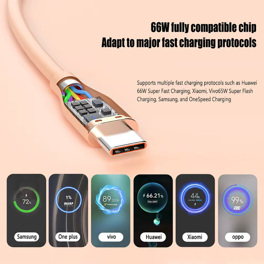UGOURD Flüssigsilikon USB-Typ C auf C Schnellladekabel 66 W in Grün für Huawei SCP Xiaomi und iPhone 15 16 Pro Max - Bild 2