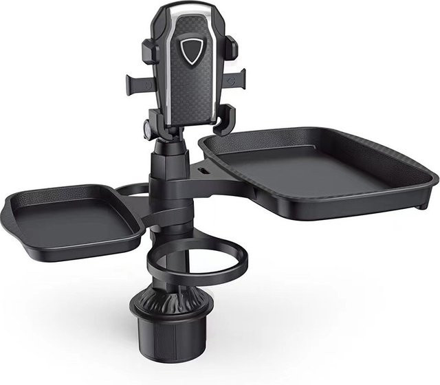 CHYIEER Auto-Tasse-Telefonhalter mit 360-Grad-Drehung und Tablett in Schwarz - Bild 1