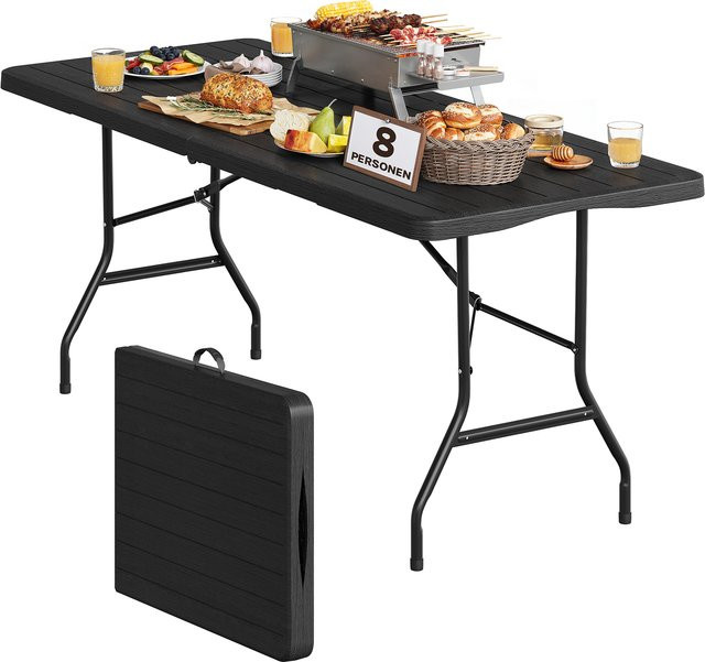 WOLTU Klappbarer Gartentisch für den Außenbereich in Schwarz, wetterfester Campingtisch für 8 Personen mit Tragetasche für Terrasse und Balkon - Bild 1
