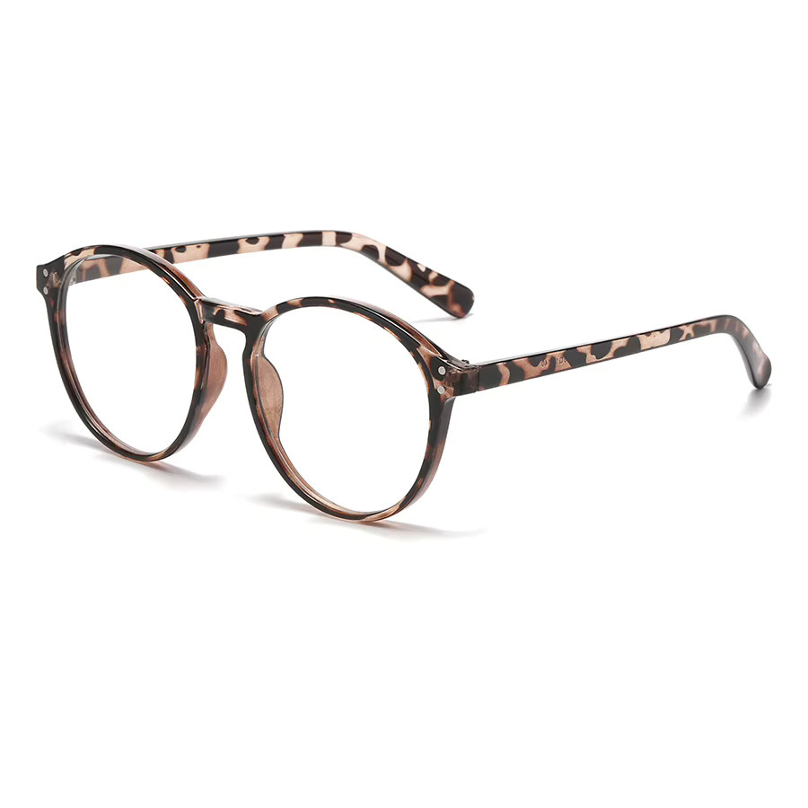RELEN Korrektionsbrille, Unisex, Rund, Vollrand, Kunststoff, Leopard Print, Braun - Bild 3