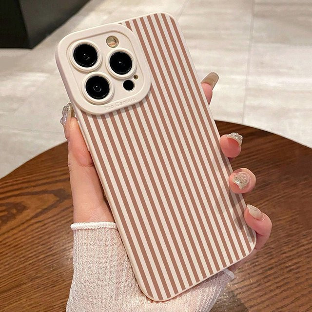 Rosa gestreifte Anti-Drop-Telefonhülle für Xiaomi Mi 11 Lite 5G, 14T, 13T, 12T, Poco X7, X6, X5, M6, F6, F7 Pro, F5 - Bild 1