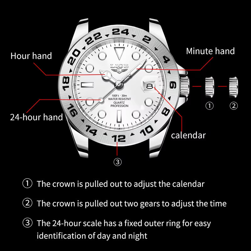 LIGE Chronograph, Quarz, Edelstahl, Herren - Bild 3