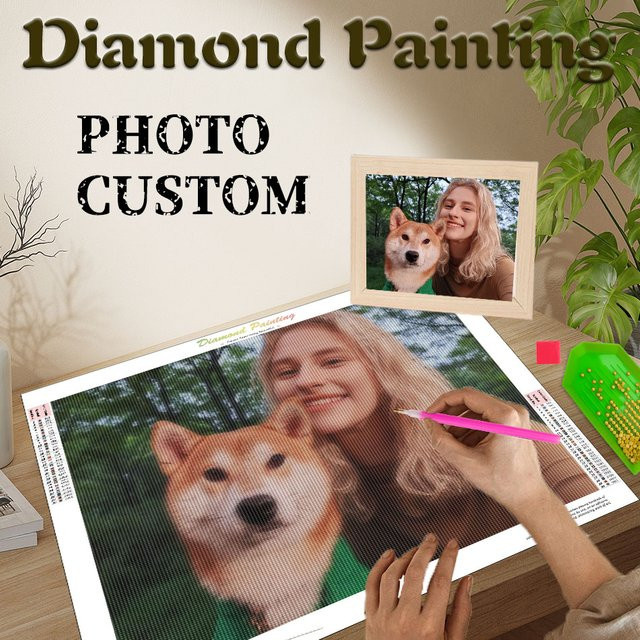 PhotoCustom Personalisierte Diamantmalerei als DIY Wandkunst mit Tiermotiv in Mehrfarbig, Rechteckig, Breite: 40,0 cm, Höhe: 40,0 cm - Bild 1